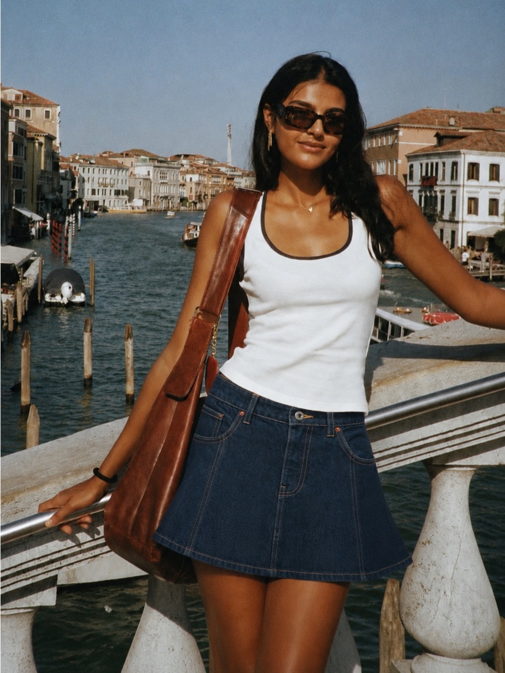 Zara Dark Blue Denim Flare Mini Skirt Size Medium | A-Line Y2K Dark Wash
